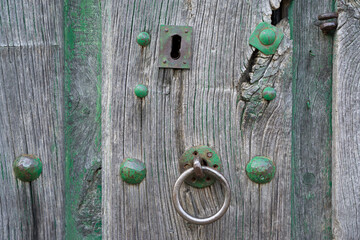 Old lock and wooden door