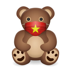 Teddy bear with medical mask Vietnam flag