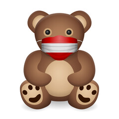Teddy bear with medical mask Austria flag