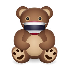 Teddy bear with medical mask Thailand flag