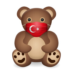Teddy bear with medical mask Turkey flag