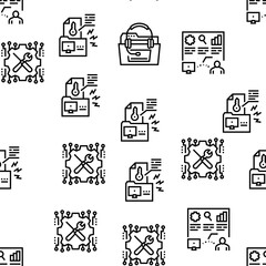 Incident Management Vector Seamless Pattern Thin Line Illustration