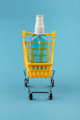 Medical paramedic, antiseptic in a shopping cart. The concept.