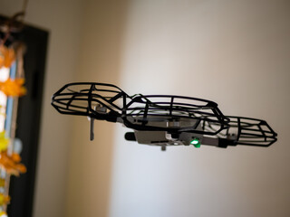 CLOSE-UP OF DRONE WITH PROPELLER PROTECTOR
