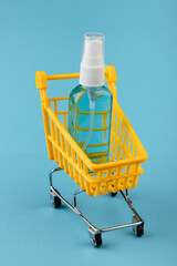 Medical paramedic, antiseptic in a shopping cart. The concept.
