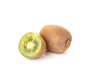 Obraz premium Kiwi fruit and slice isolated on white background.