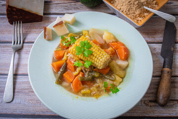 Vegetable stew on plate