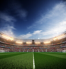 Empty soccer stadium in the evening light © Ast 