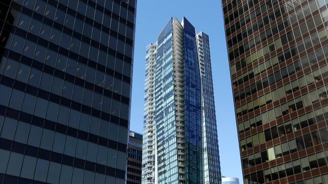 Modern business building in downtown Vancouver BC Canada with 4k resolution