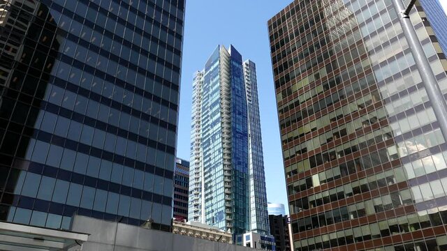 Modern business building in downtown Vancouver BC Canada with 4k resolution