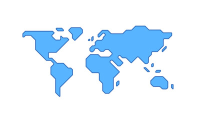 World Map Simple Minimal Flat Color Design Icon