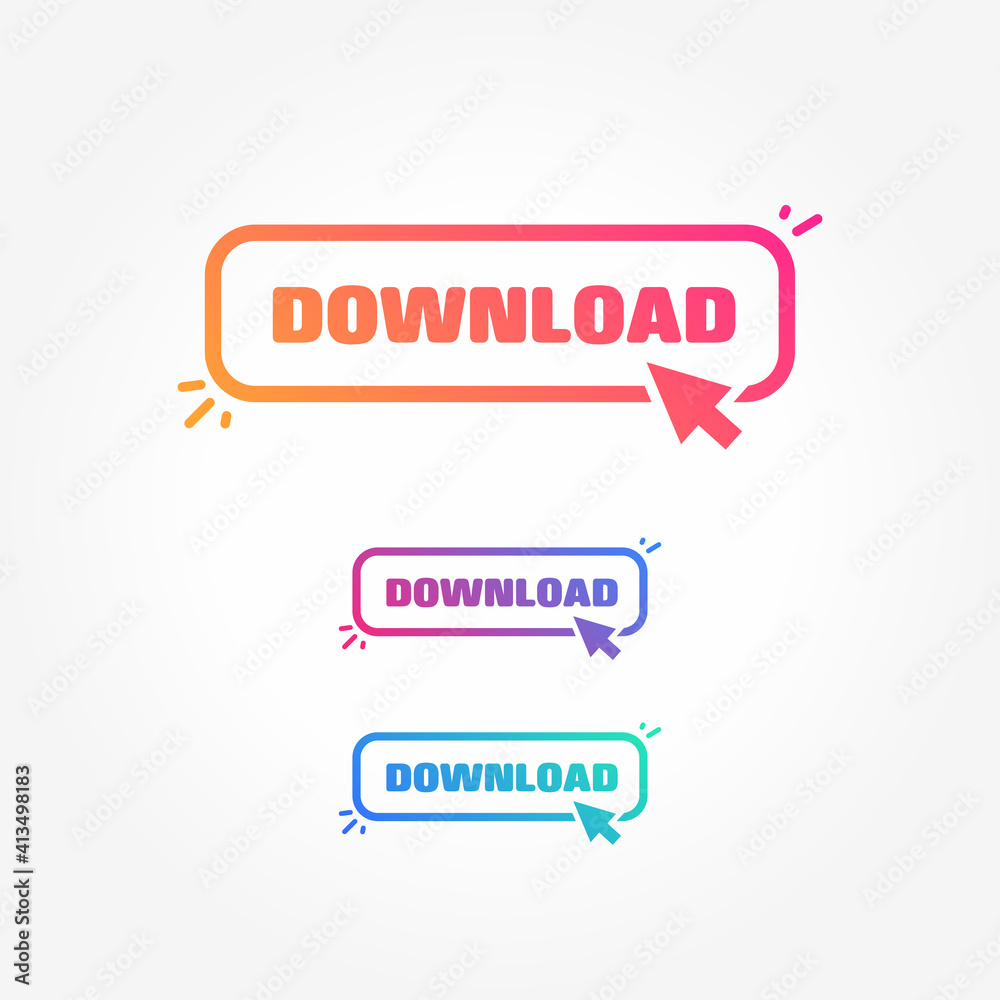 Sticker download button with cursor label set