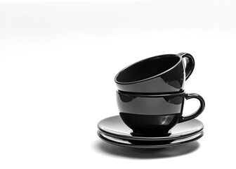 coffee cups and saucers side on view