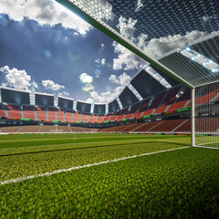 Empty goals of soccer stadium