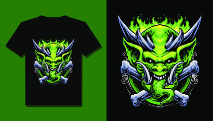 green ogre monster t shirt design