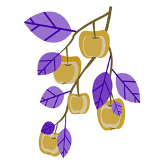 Apple twig with leaves pattern.