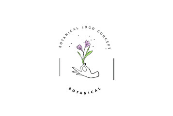 Minimal feminine crocus classical logo design