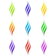 Set of different colorful flame logo design icon. Creative fire concept for oil and gas company, web or mobile app. Template for your design.