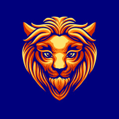 gold lion head vector illustration