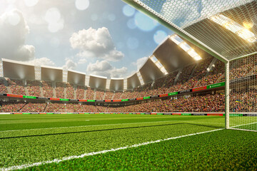 Empty goals of soccer stadium