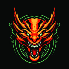 red dragon head vector illustration