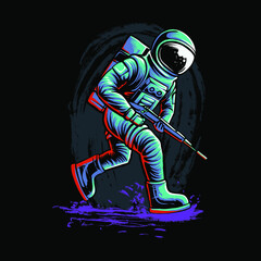 space war astronaut vector illustration