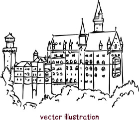 Obraz premium vector sketch of European medieval castle