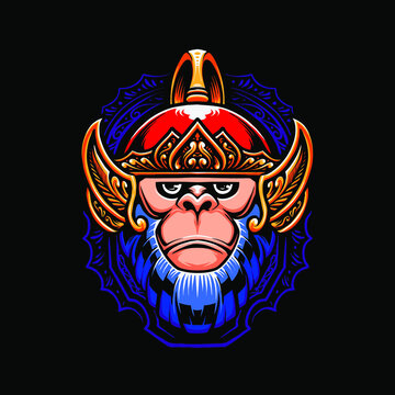 anoman monkey head vector illustration