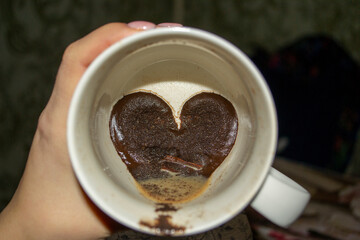 heart shaped coffee grounds