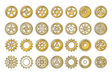 A set of gears for steampunk and decoration. Material gold. illustration.