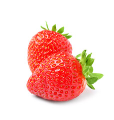 Delicious fresh red strawberries on white background