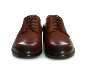 Classic wedding shoes for groom on white background