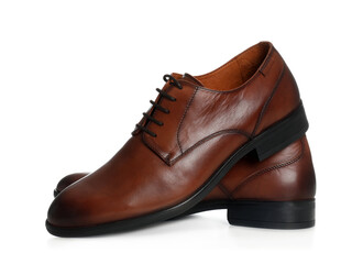 Classic wedding shoes for groom on white background