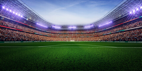 Empty soccer stadium in the evening light © AStakhiv