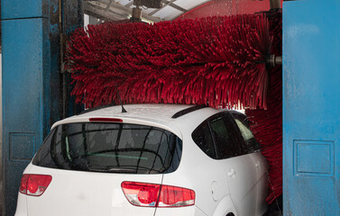 car washing in automatic car wash