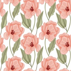Pastel peony seamless pattern. Hand drawn elegance boho style botanical background, flowers and leaves soft colors, modern vector decor textile, wrapping paper, wallpaper. Floral texture print fabric