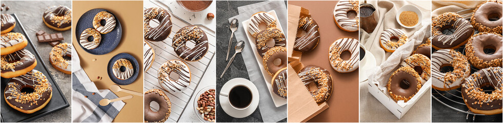 Tasty donut on white background