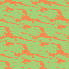 Vector seamless texture background pattern. Hand drawn, green, orange colors.