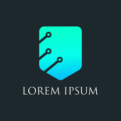 Shield tech logo design vector