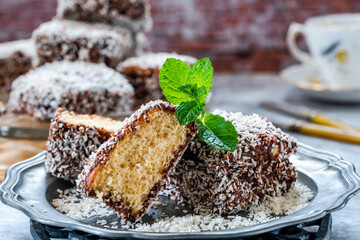 Lamington cake squares