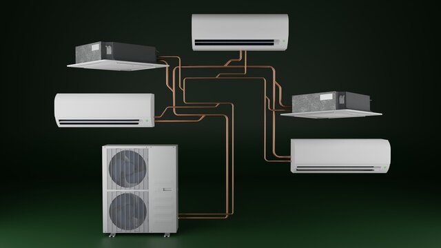multi-system air conditioner one outdoor unit and several Cassette Air Conditioner indoor units