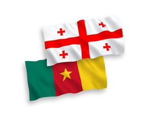 Obraz premium Flags of Cameroon and Georgia on a white background