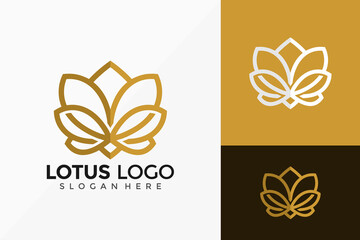 Golden Lotus Flower Logo Design. Creative Idea logos designs Vector illustration template