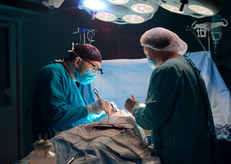 surgeon performs the operation in the operating room