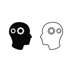 Man head mind thinking vector icon color editable