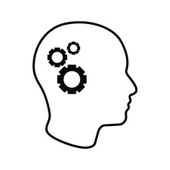 Man head mind thinking vector icon color editable