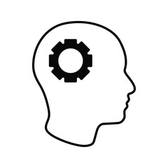 Man head mind thinking vector icon color editable
