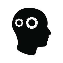 Man head mind thinking vector icon color editable