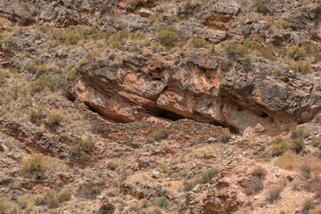 rock wall of a mountain in La Alpujarra in southern Spain