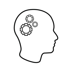 Man head mind thinking vector icon color editable